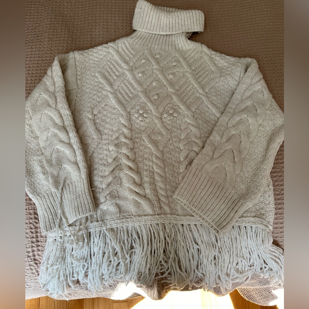 Zara Fringe Cable Knit Sweater